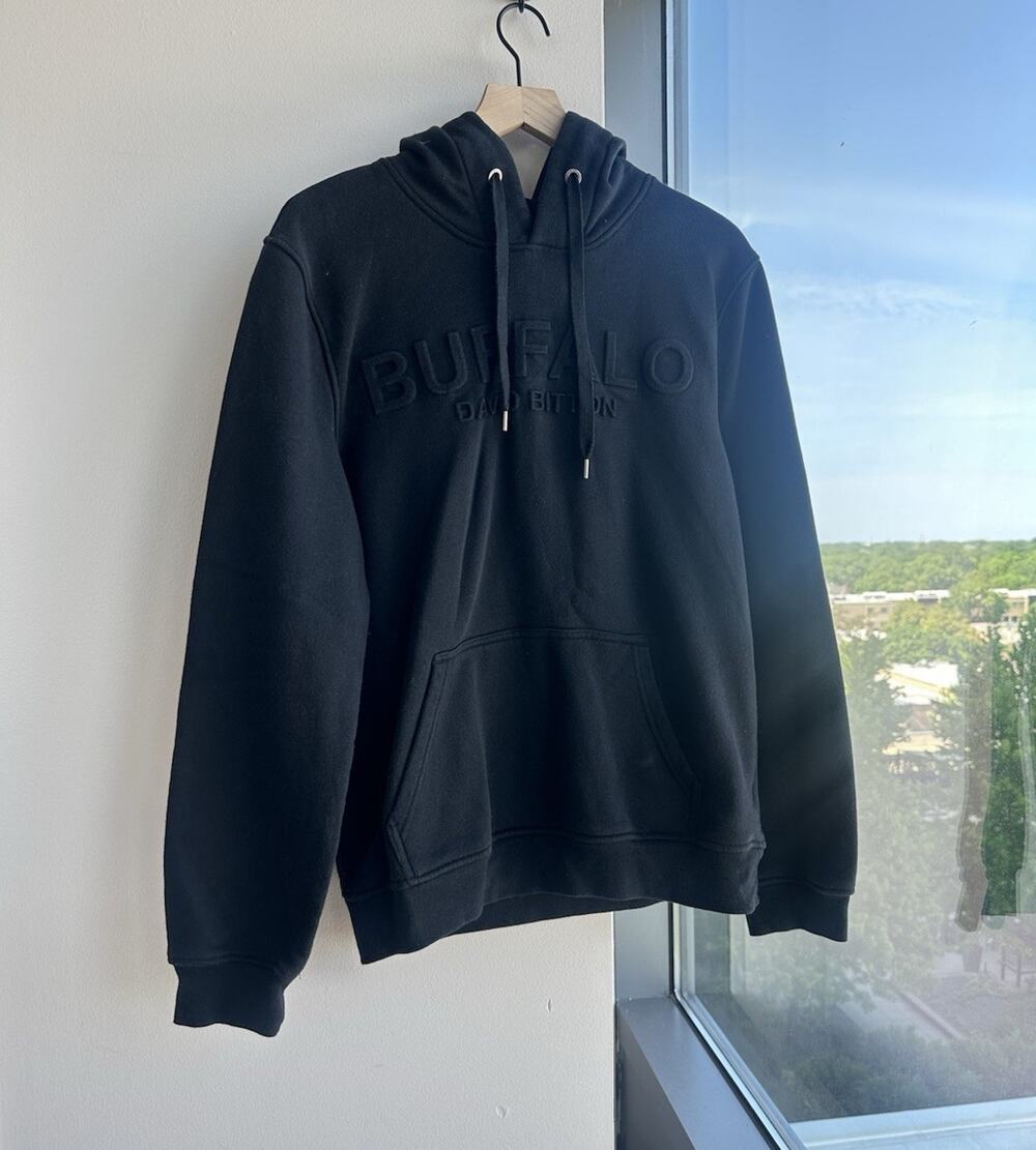 Buffalo David Bitton Black Fleece Logo Pullover Hoodie Drawstring Men's L